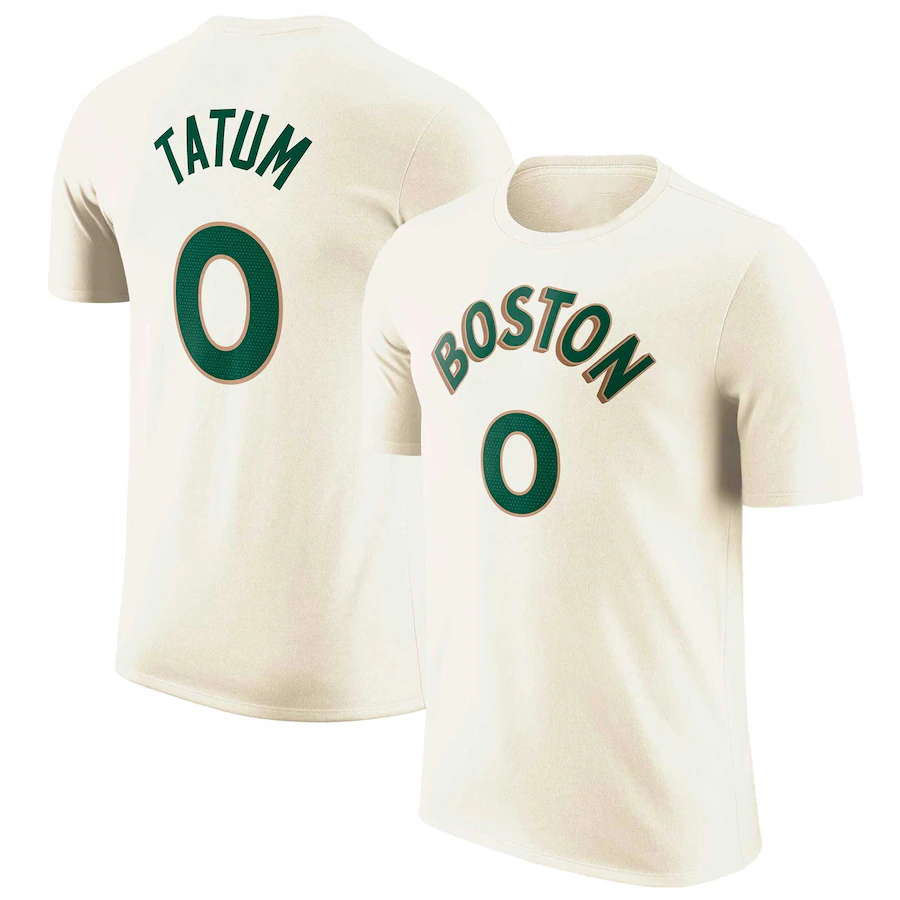 Men NBA Boston Celtics  #0 Tatum Cream T shirt